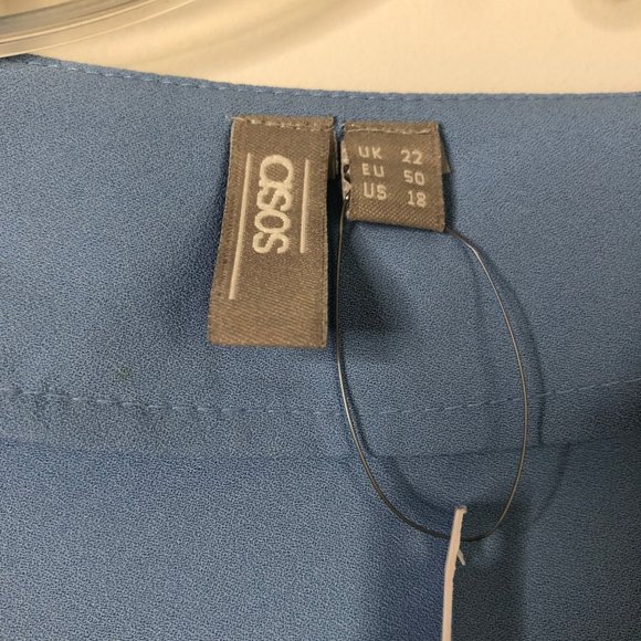 Asos Blue Floral Embroidered Wrap Peplum Top Size 18 NWT - Picture 3 of 10